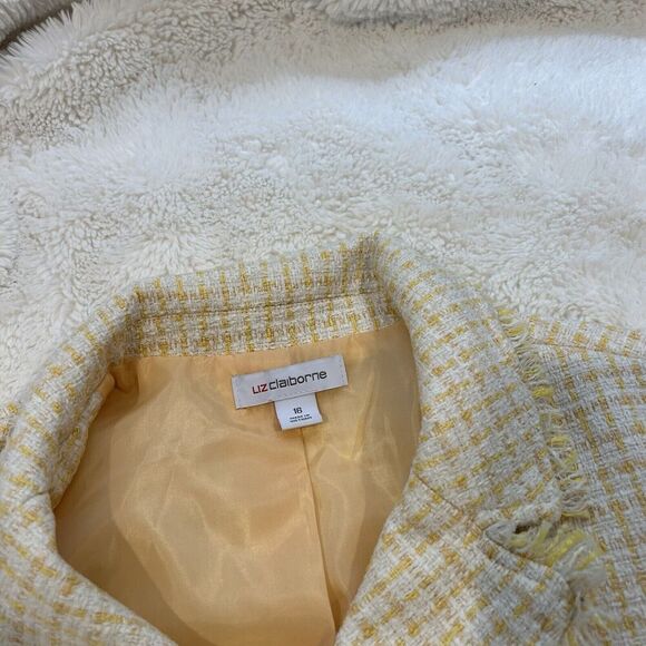 Vintage NWT Women’s Liz Claiborne Tweed Yellow Blazer‎ Size 16 - Picture 3 of 9